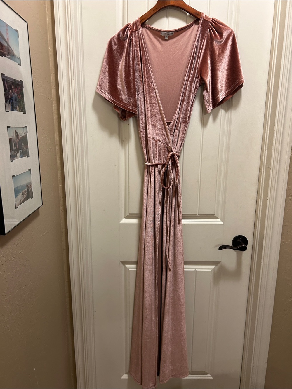 Baltic Born XS pink velvet maxi wrap dress - Picture 2 of 4
